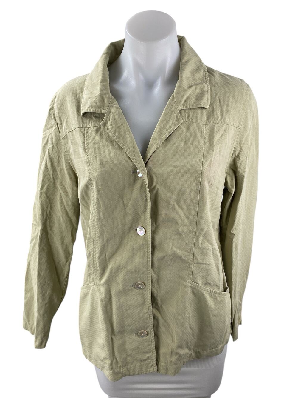Tommy Bahama Women's Green 100% Silk Long Sleeve Button Down Shirt Top Size S